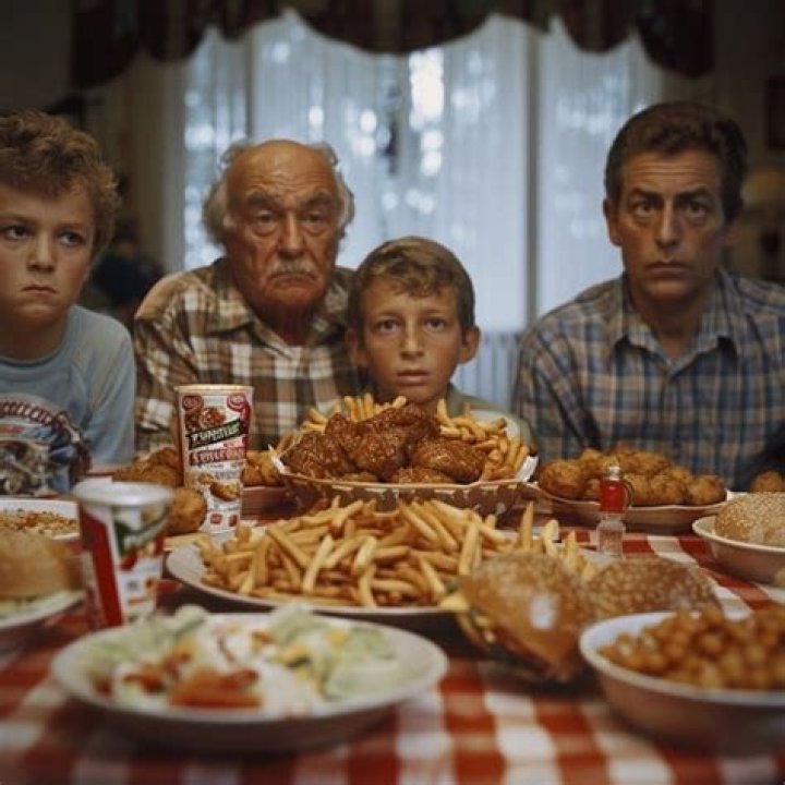How should a family sit at a table?