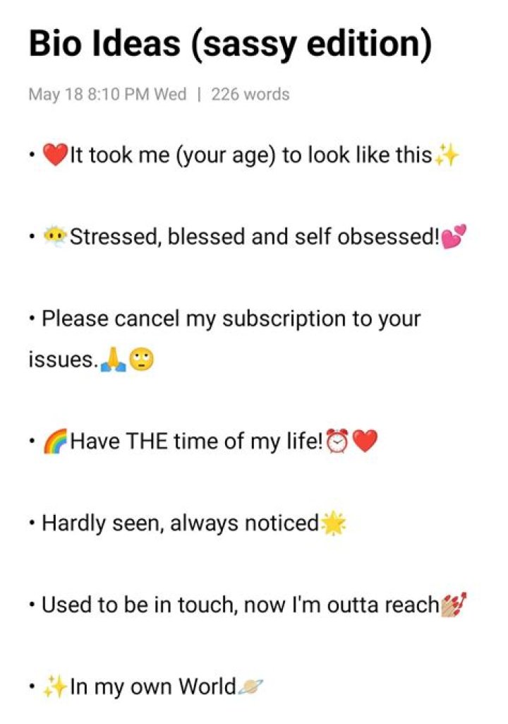 What are some sassy bios?