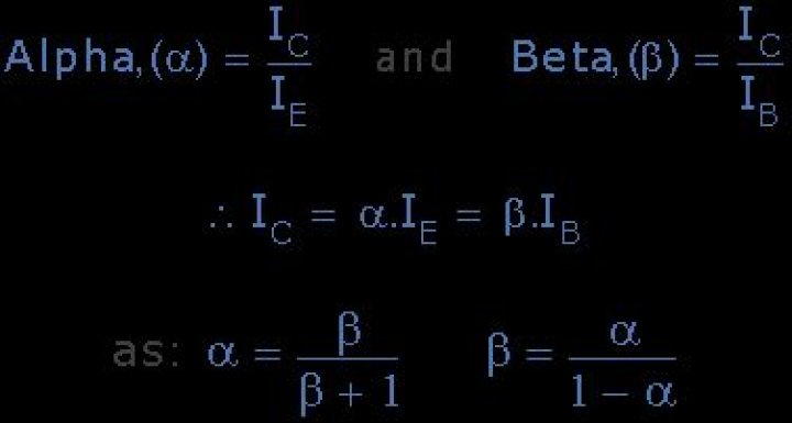 What is the relationship between alpha and beta in a transistor?