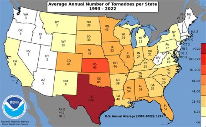 What part of Texas has no tornadoes?